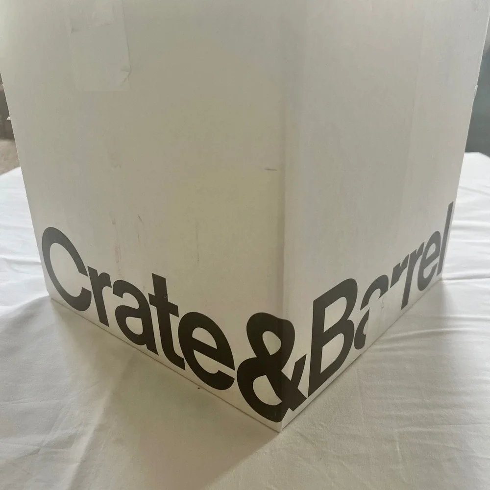 Crate & Barrel Clear Glass Hurricane Candle Holder Vase Modern Double Bulb 7in
